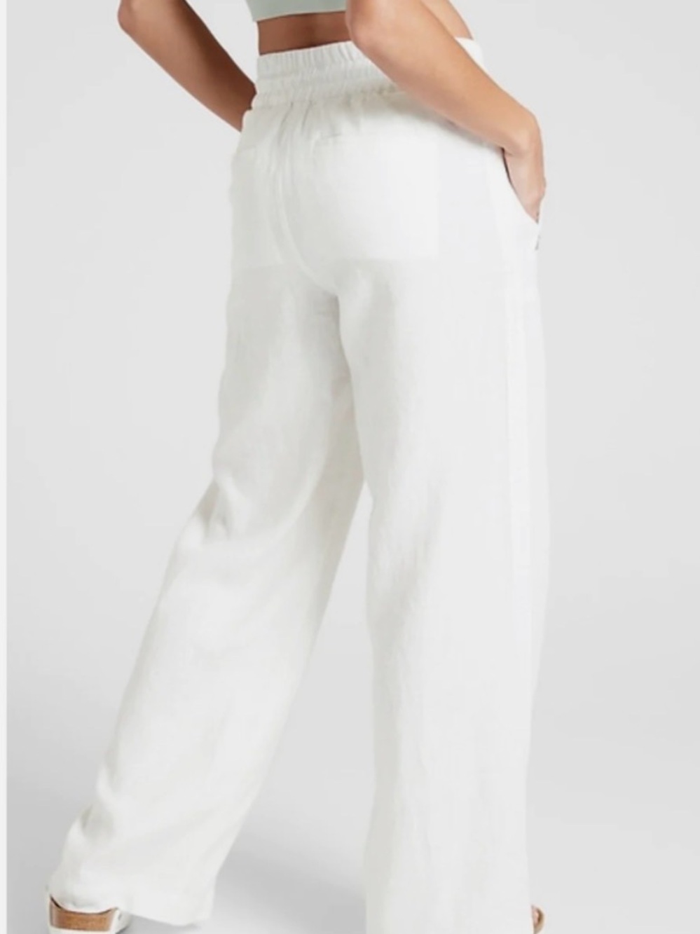 White Athleta Cabo Linen Pants 10T